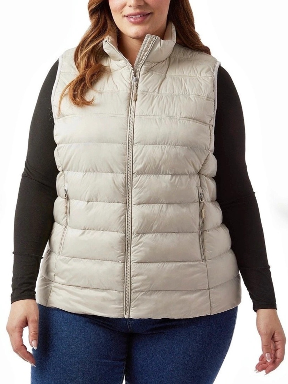 NWT 32 Degrees Lightweight Packable Quilted Puffer Vest Cream XXL